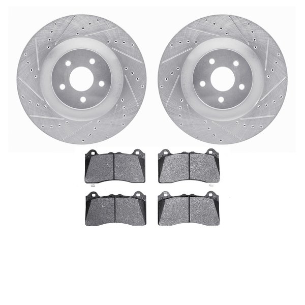 Dynamic Friction Co 7302-54235, Rotors-Drilled and Slotted-Silver with 3000 Series Ceramic Brake Pads, Zinc Coated 7302-54235